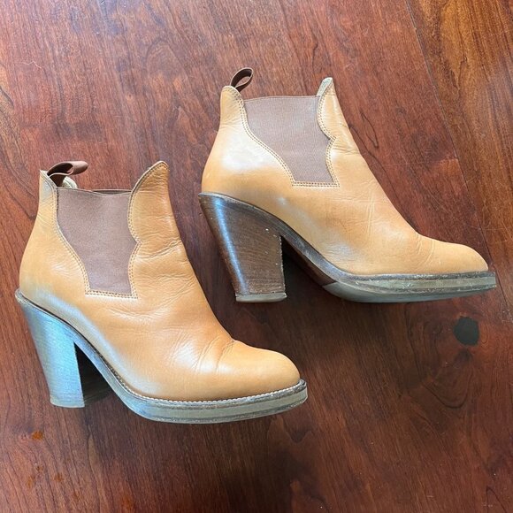 Acne Studios Star Bootie Camel Colored Leather Boots- Size 37 (US 7) - Picture 5 of 11